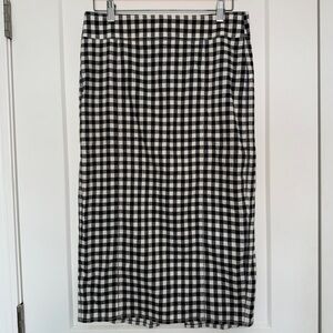 NWT J.Crew Midi Pencil Skirt in Gingham Stretch Linen-viscose Blend size 10
